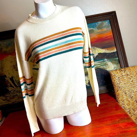 Hem & Thread Sweaters - Anthropologie Hem & Thread Oversized Stripe Cozy Fall Sweater Sz S NWOT